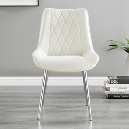 Furniturebox Elissa Cesano Marble Effect 2 Seater Round Dining Set White Cream and Chrome - Wilko - thumbnail 5