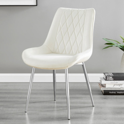 Furniturebox Elissa Cesano Marble Effect 2 Seater Round Dining Set White Cream and Chrome - Wilko - thumbnail 4