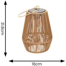 ValueLights Natural Faux Bamboo Solar Powered Outdoor Garden Lantern Light 2 Pack - Size: 31.8 x 16 x 16cm - Yellow - Wilko - thumbnail 4