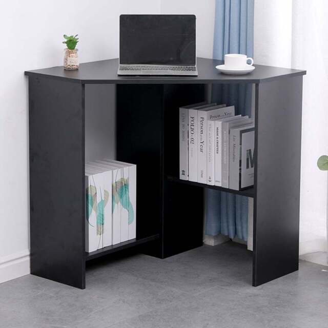 Home Source Wellington 2 Shelf Corner Computer Desk Black - Size: 75 x 71.5 x 71.5cm - Wilko - image 1