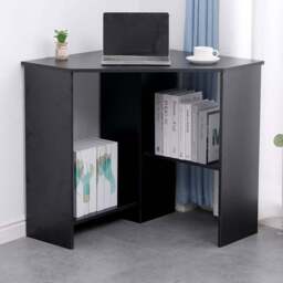 Home Source Wellington 2 Shelf Corner Computer Desk Black - Size: 75 x 71.5 x 71.5cm - Wilko - thumbnail 1