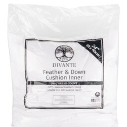 Divante Medium Feather and Down Cushion Insert - Size: 60 x 60cm - White - Wilko - thumbnail 1