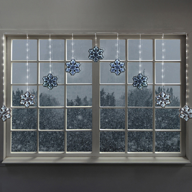 9 Piece Snowflake Infinity Curtain LightsBlue - Wilko - image 1