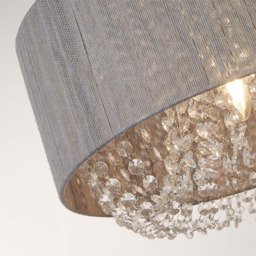 Lighting Collection Contessa Grey Ceiling Pendant Light - Size: 41 x 19 x 42cm - Grey, Chrome and Clear - Wilko - thumbnail 5