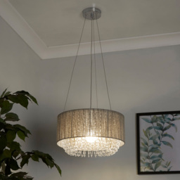 Lighting Collection Contessa Grey Ceiling Pendant Light - Size: 41 x 19 x 42cm - Grey, Chrome and Clear - Wilko - thumbnail 3