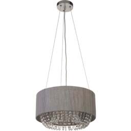 Lighting Collection Contessa Grey Ceiling Pendant Light - Size: 41 x 19 x 42cm - Grey, Chrome and Clear - Wilko
