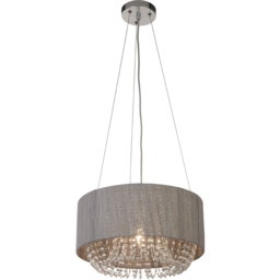 Lighting Collection Contessa Grey Ceiling Pendant Light - Size: 41 x 19 x 42cm - Grey, Chrome and Clear - Wilko - thumbnail 4