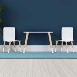 Kudl Kids 2 Seater White Snow Table and Chair Set - Size: 50 x 50 x 50cm - Kidsaw - Wilko - thumbnail 1