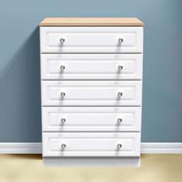 Crowndale Norfolk 5 Drawer White Ash and Bardolino Oak Chest of Drawers - Wilko - thumbnail 4