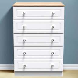 Crowndale Norfolk 5 Drawer White Ash and Bardolino Oak Chest of Drawers - Wilko - thumbnail 1
