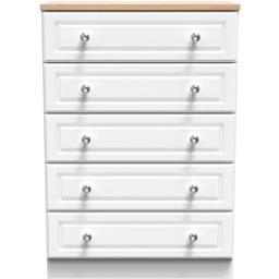 Crowndale Norfolk 5 Drawer White Ash and Bardolino Oak Chest of Drawers - Wilko - thumbnail 3