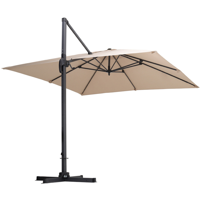 Living and Home Khaki Square Rotating Crank Cantilever Parasol 3m - Green - Wilko - image 1
