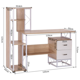 Portland Computer Writing Office Desk Brown - Size: 133 x 55 x 123cm - Wilko - thumbnail 7