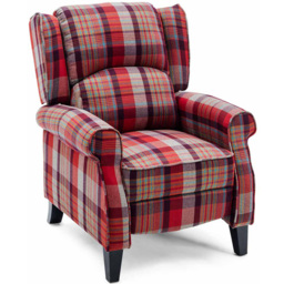 Furniture Online Eaton Red Wing Back Checkered Recliner Chair - Size: 102 x 79.5 x 88cm - Wilko - thumbnail 3