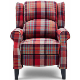Furniture Online Eaton Red Wing Back Checkered Recliner Chair - Size: 102 x 79.5 x 88cm - Wilko - thumbnail 7
