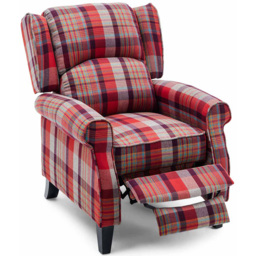 Furniture Online Eaton Red Wing Back Checkered Recliner Chair - Size: 102 x 79.5 x 88cm - Wilko - thumbnail 4