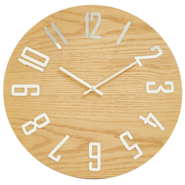 Premier Housewares Vitus Natural Finish Round Wall Clock 40cm - Size: 40 x 5 x 40cm - Brown - Wilko - image 1