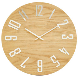 Premier Housewares Vitus Natural Finish Round Wall Clock 40cm - Size: 40 x 5 x 40cm - Brown - Wilko - thumbnail 1