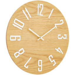 Premier Housewares Vitus Natural Finish Round Wall Clock 40cm - Size: 40 x 5 x 40cm - Brown - Wilko - thumbnail 3