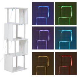 Living and Home 5 Shelf White S-Shaped Geometric Bookcase with LED Light - Wilko - thumbnail 7