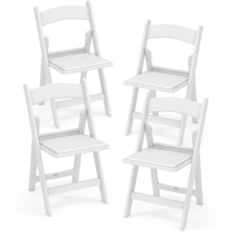 Costway Set of 4 White All-Weather Folding Dining Chairs with Padded Seats - Size: 93 x 47 x 25cm - Wilko - thumbnail 3