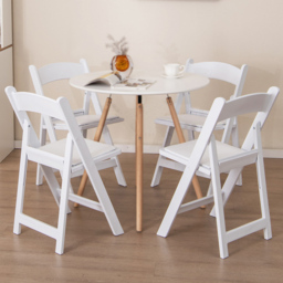 Costway Set of 4 White All-Weather Folding Dining Chairs with Padded Seats - Size: 93 x 47 x 25cm - Wilko - thumbnail 1