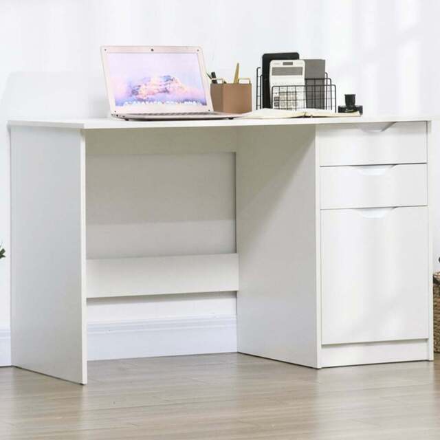 Portland Computer Desk with Drawers White High Gloss - Size: 120 x 60 x 76cm - Wilko - image 1