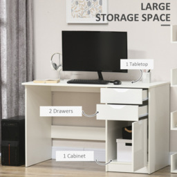Portland Computer Desk with Drawers White High Gloss - Size: 120 x 60 x 76cm - Wilko - thumbnail 5