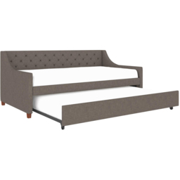 Novogratz Her Majesty Single Linen Brown Daybed with Trundle - Grey - Wilko - thumbnail 4