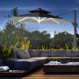 Outsunny Grey Solar LED Cantilever Banana Parasol with Cross Base 3m - Wilko - thumbnail 3