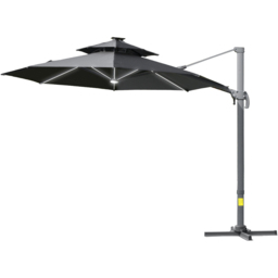 Outsunny Grey Solar LED Cantilever Banana Parasol with Cross Base 3m - Wilko - thumbnail 1