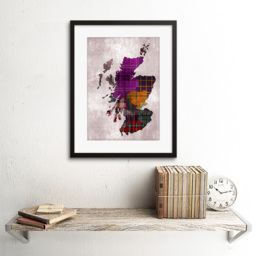 Wee Blue Coo Scotland Tartan Inset Regions Map Outline Painting Framed Wall Art Print 30 x 41cm - Size: 43.3 x 33.3 x 1.5cm - Purple - Wilko - thumbnail 3
