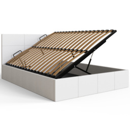 GFW Double White Faux Leather Side Lift Ottoman Bed with Bonnell Mattress - Wilko - thumbnail 4