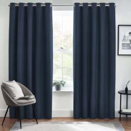 furn. Dawn Blue Textured Blackout Eyelet Curtains 229 x 137cm - Size: 137 x 229 x 1cm - Wilko - thumbnail 1