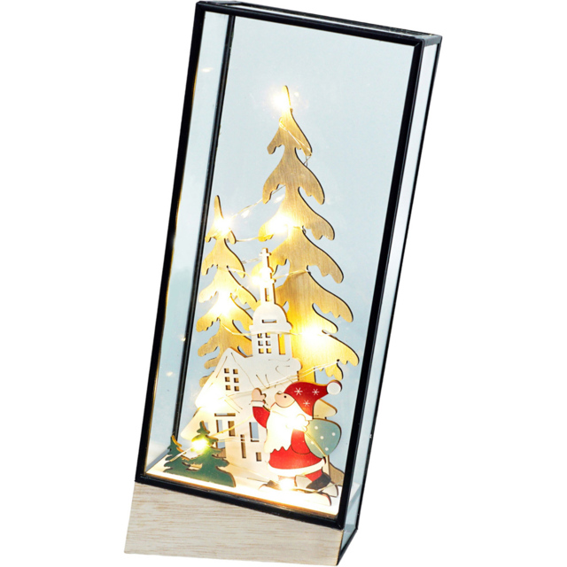 Xmas Haus Hurricane Glass Led Festive Scene - Size: 280 x 145 x 50cm - Black - Wilko - image 1