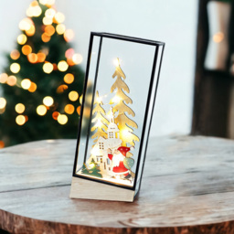Xmas Haus Hurricane Glass Led Festive Scene - Size: 280 x 145 x 50cm - Black - Wilko - thumbnail 3