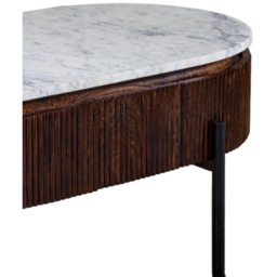 Brooklyn Opal 2 Drawer Marble Top Mango Wood Oval Rectangular Fluted Coffee Table - Brown - Wilko - thumbnail 4