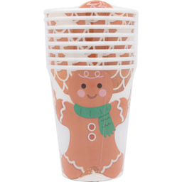 Pack of 8 Gingerbread Paper Cups - Brown - Wilko