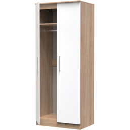 Crowndale Contrast 2 Door White and Bardolino Oak Tall Wardrobe Ready Assembled - Wilko - thumbnail 6