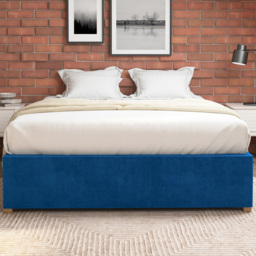 Aspire Furniture Small Double Navy Plush Platform Ottoman Bed - Blue - Aspire Beds - Wilko - thumbnail 4