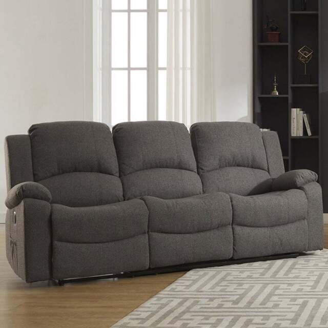 Marldon 3 Seater Dark Grey Electric Recliner Sofa - Artemis Home - Wilko - image 1