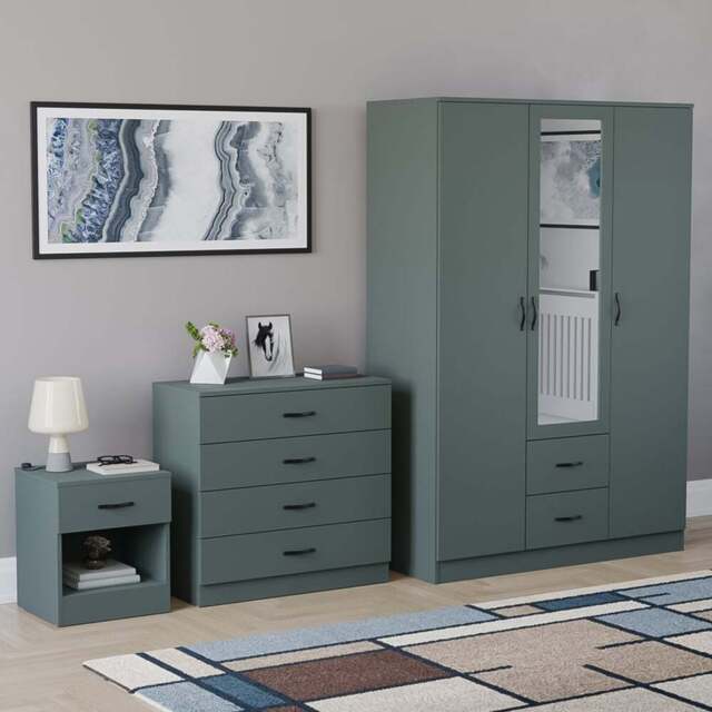 Vida Designs Riano Green 3 Piece Bedroom Furniture Set - Jasper Green - Wilko - image 1