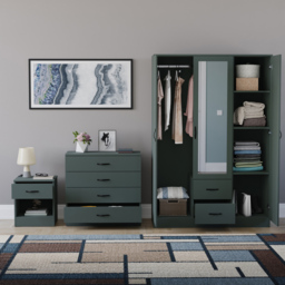 Vida Designs Riano Green 3 Piece Bedroom Furniture Set - Jasper Green - Wilko - thumbnail 4