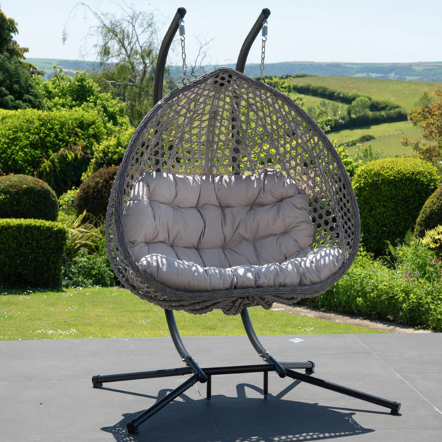 Artemis Home Alston 2 Seater Light Grey Garden Hanging Egg Chair - Size: 190 x 130 x 75cm - Wilko - image 1