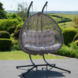 Artemis Home Alston 2 Seater Light Grey Garden Hanging Egg Chair - Size: 190 x 130 x 75cm - Wilko - thumbnail 1