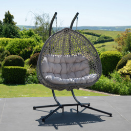 Artemis Home Alston 2 Seater Light Grey Garden Hanging Egg Chair - Size: 190 x 130 x 75cm - Wilko - thumbnail 6