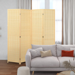 Costway 4 Panel Natural Portable Room Divider Screen - Cream - Wilko - thumbnail 3
