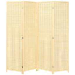 Costway 4 Panel Natural Portable Room Divider Screen - Cream - Wilko - thumbnail 1