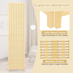 Costway 4 Panel Natural Portable Room Divider Screen - Cream - Wilko - thumbnail 6