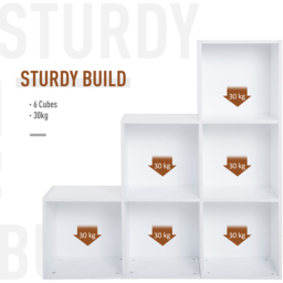 Portland 6 Cube White Bookcase - Size: 6 Shelf - Wilko - thumbnail 6